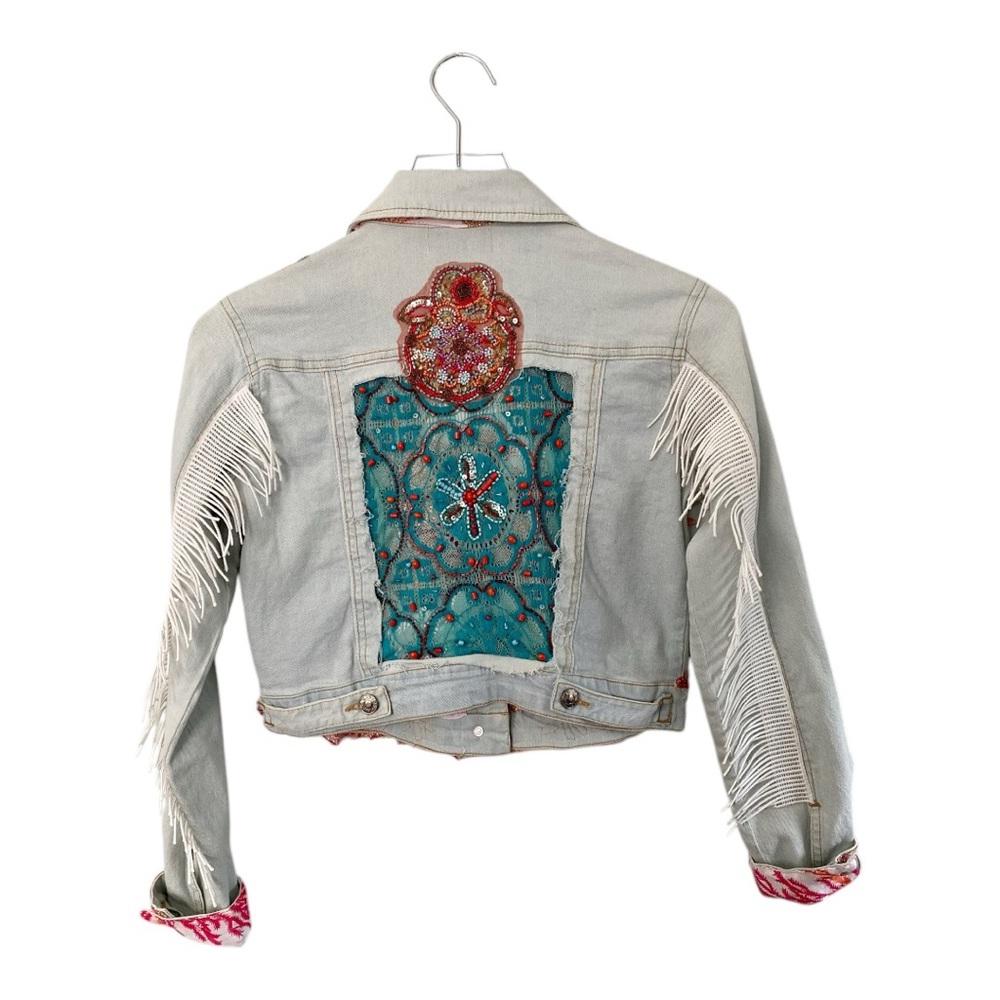 ANTICA SARTORIA Positano *RARE* Embroidered Embellished cropped denim jacket NWT - Picture 3 of 10